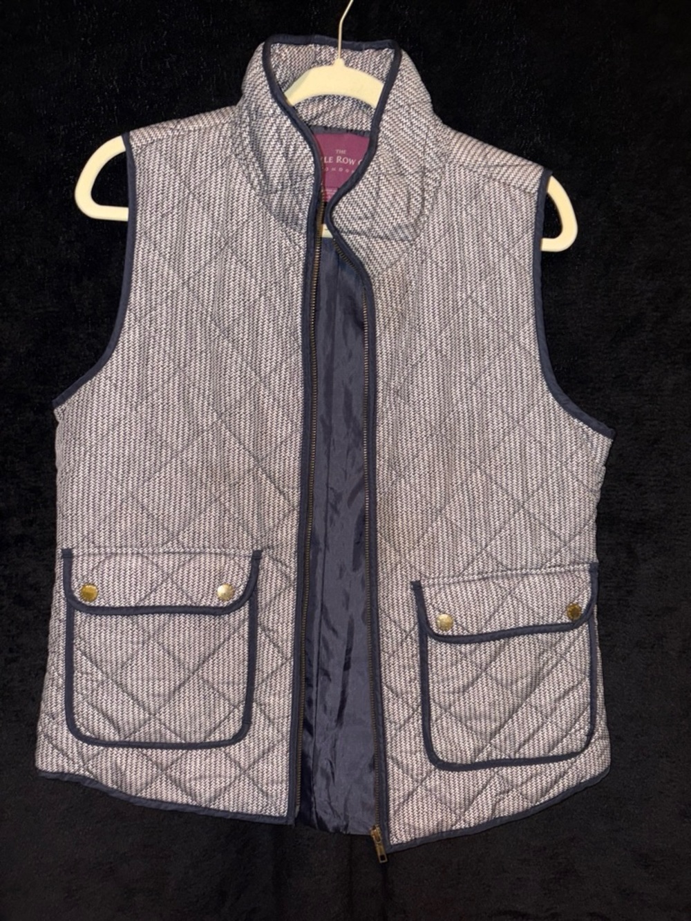 The Savile Row Co. Herringbone Quilted Vest L NVY Preppy  Country Club EUC